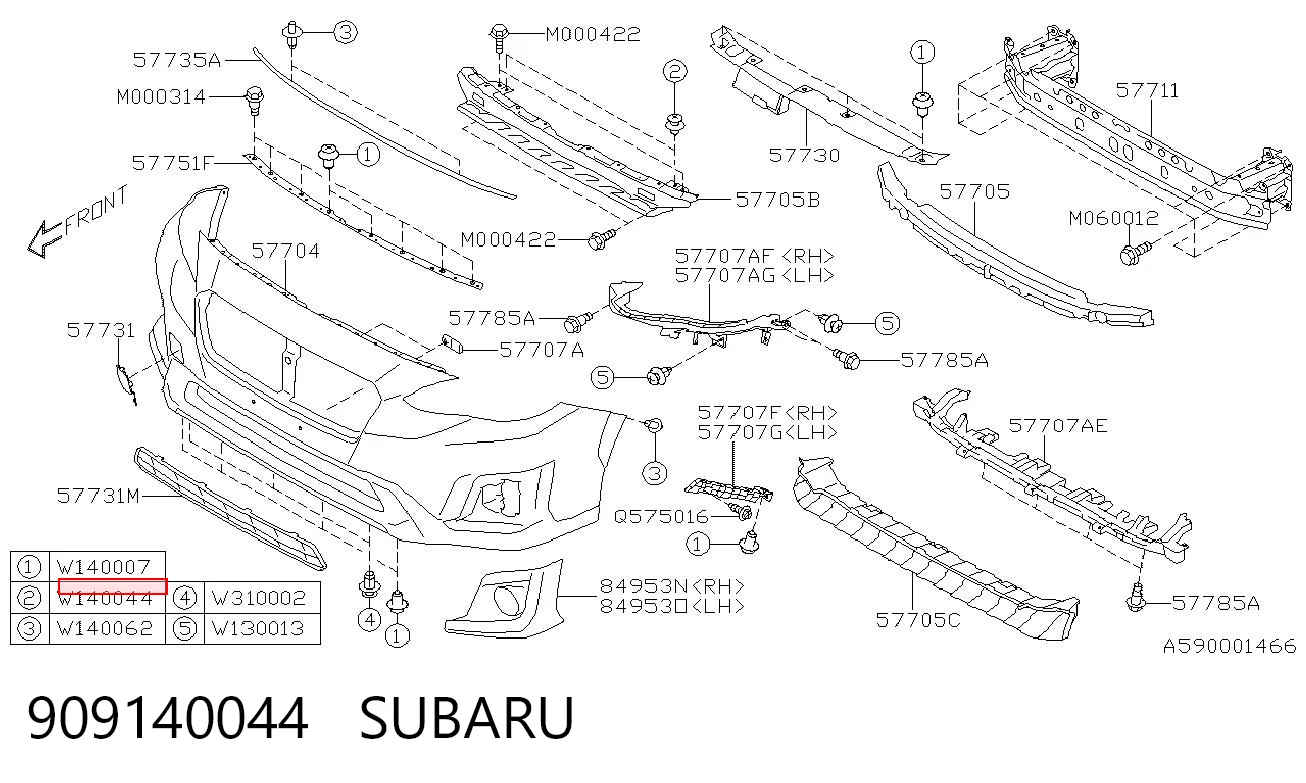 909140044 Subaru Пістон (кліп) кріплення молдинга лобового скла