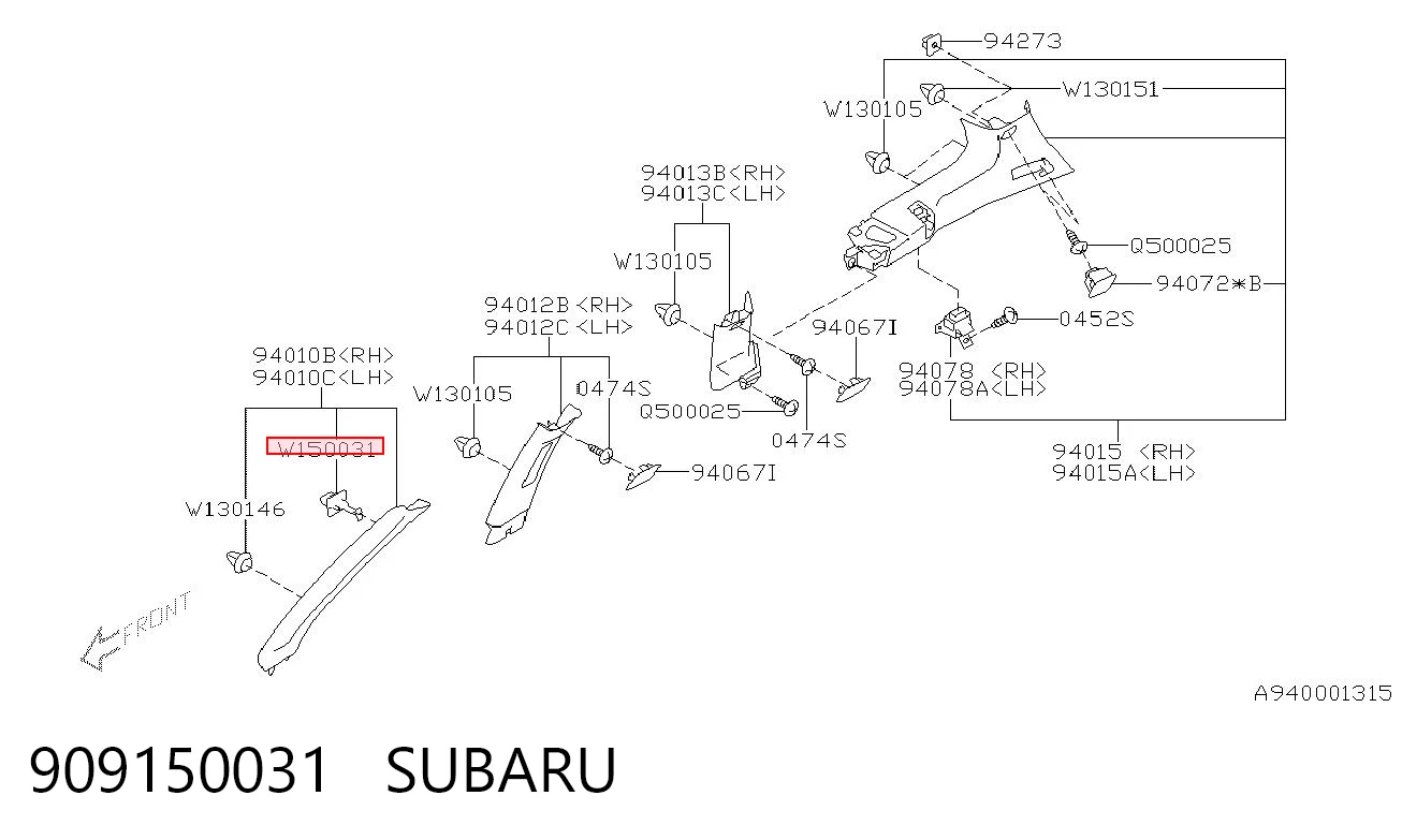 909150031 Subaru Пістон (кліп) кріплення обшивки дверей