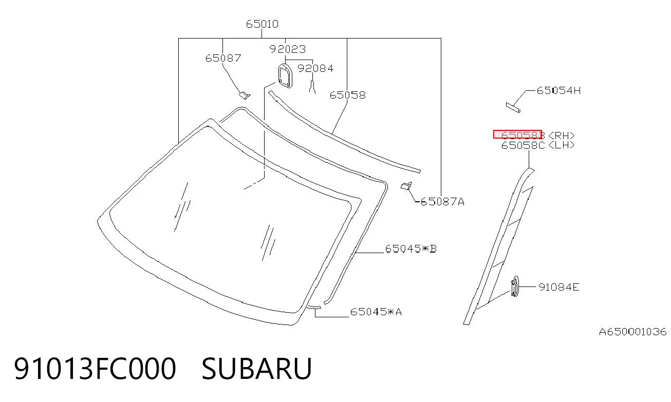 91013FC000 Subaru Захисна накладка переднього скла права