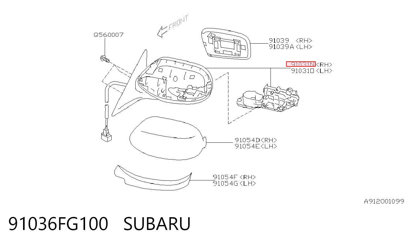 91036FG100 Subaru Праве дзеркало заднього виду