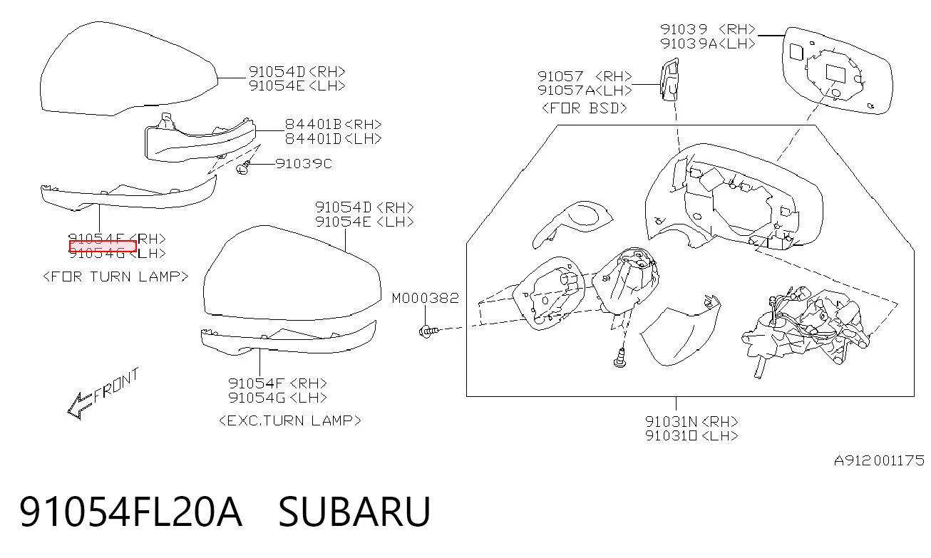 91054FL20A Subaru Накладка водійського дзеркала