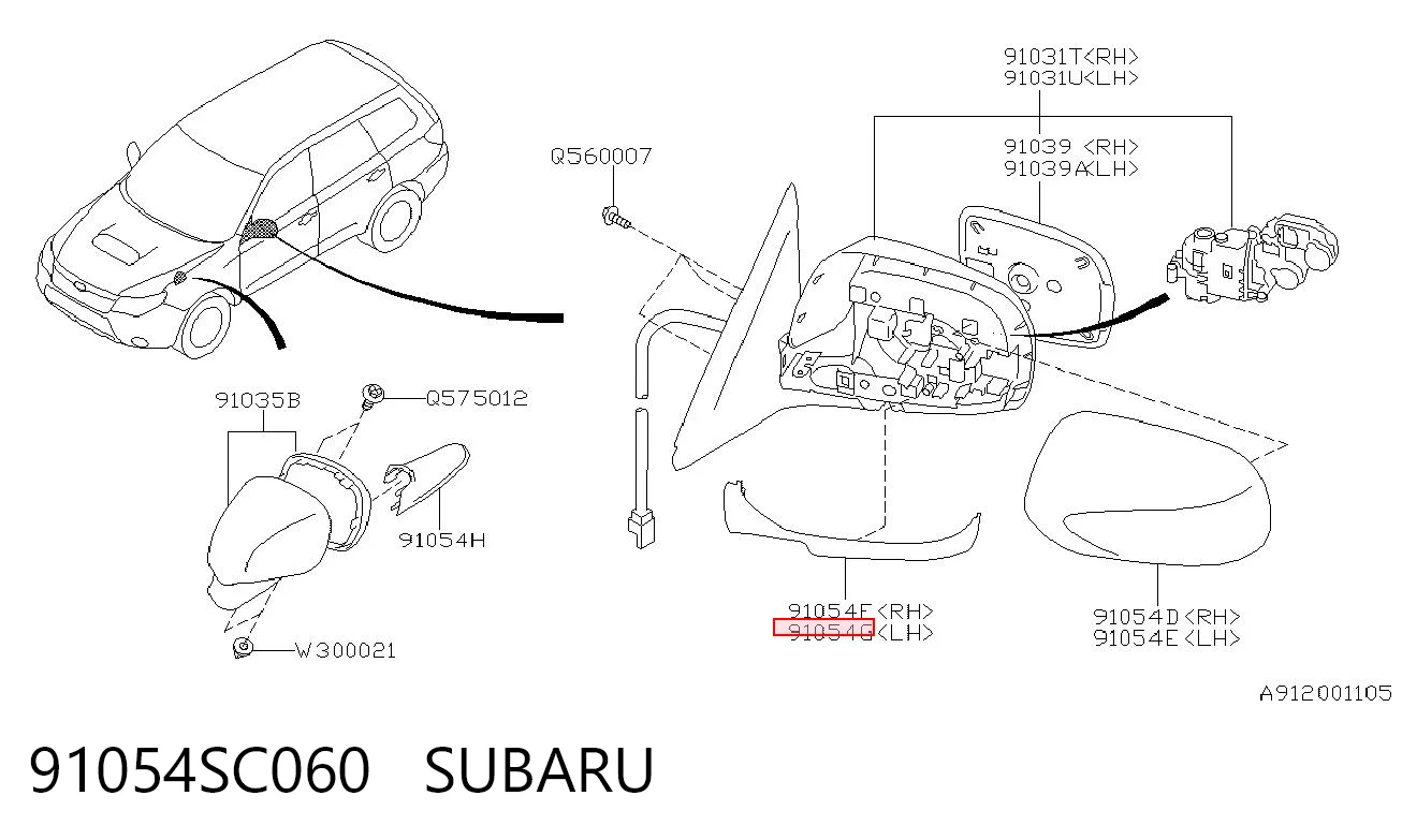 91054SC060 Subaru Накладка водійського дзеркала