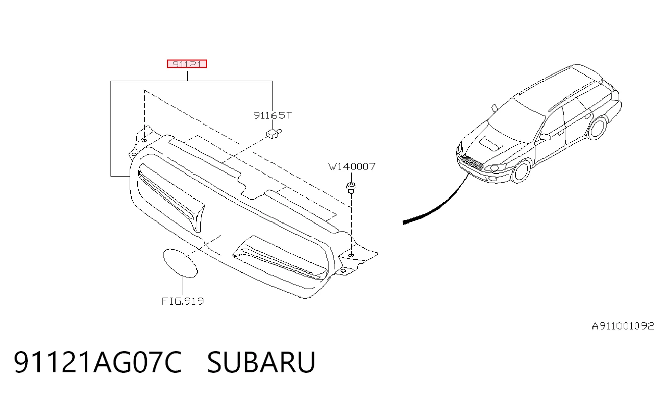 91121AG07C Subaru Решітка радіатора