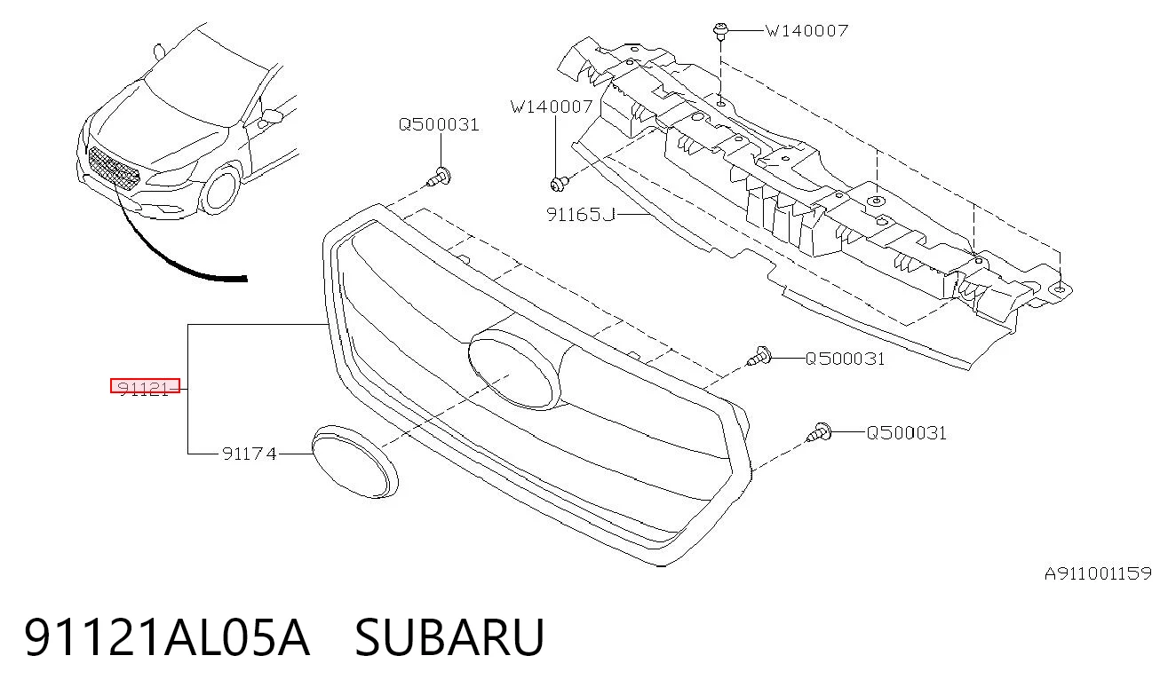 91121AL05A Subaru Решітка радіатора