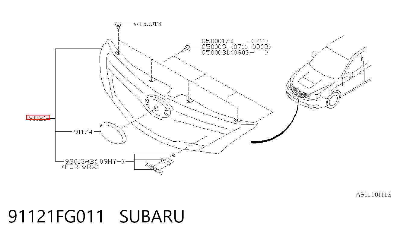 91121FG011 Subaru Решітка радіатора