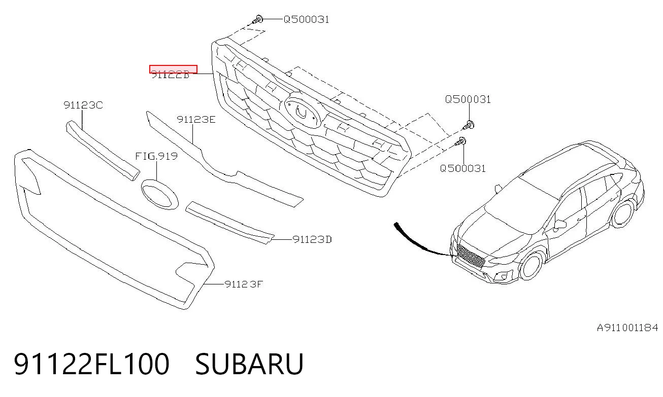 91122FL100 Subaru Решітка радіатора