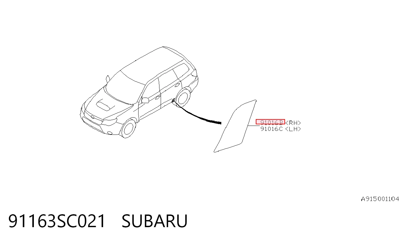 91163SC021 Subaru Накладка задніх правих дверей