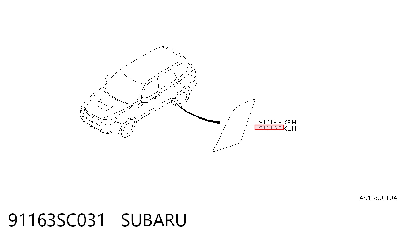 91163SC031 Subaru Накладка задніх лівих дверей