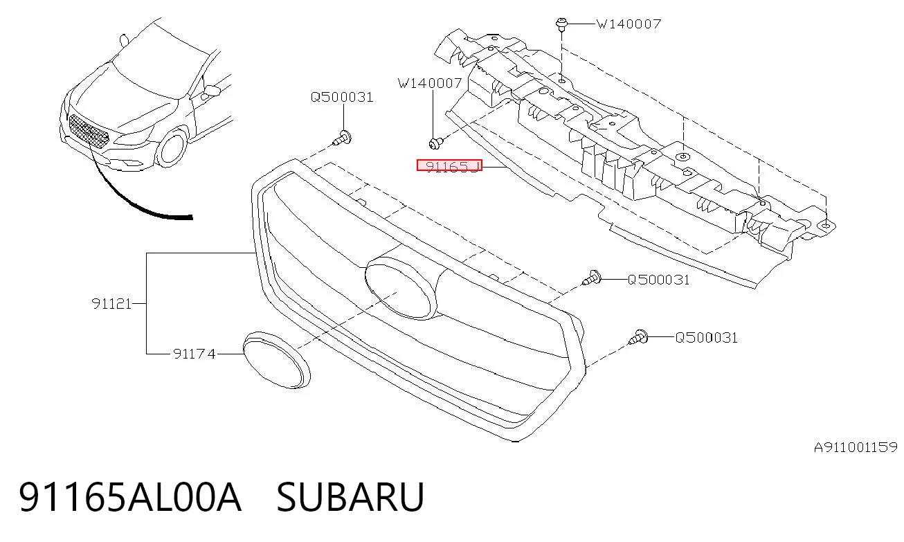 91165AL00A Subaru Повітропровід / дефлектор радіатора, верхній