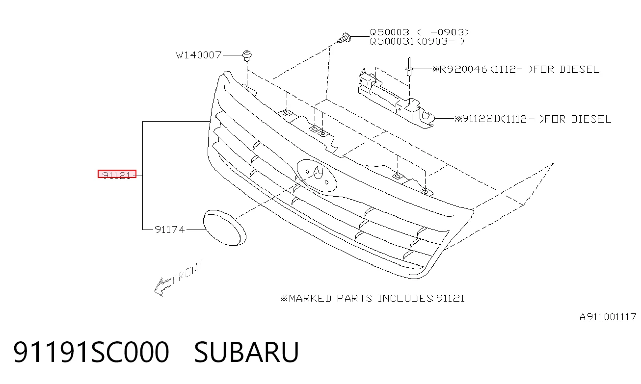 Решітка Subaru Forester III