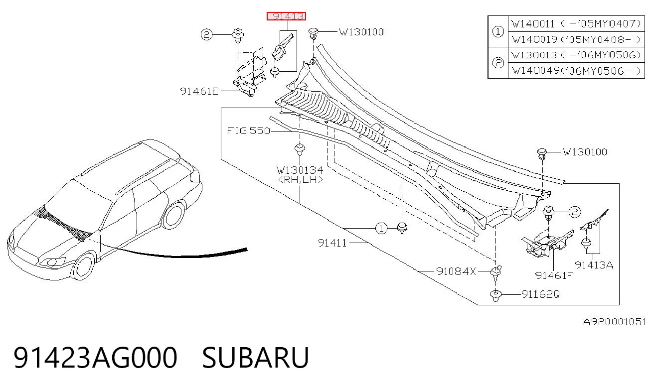 91423AG000 Subaru Заглушка кузова (підлоги)