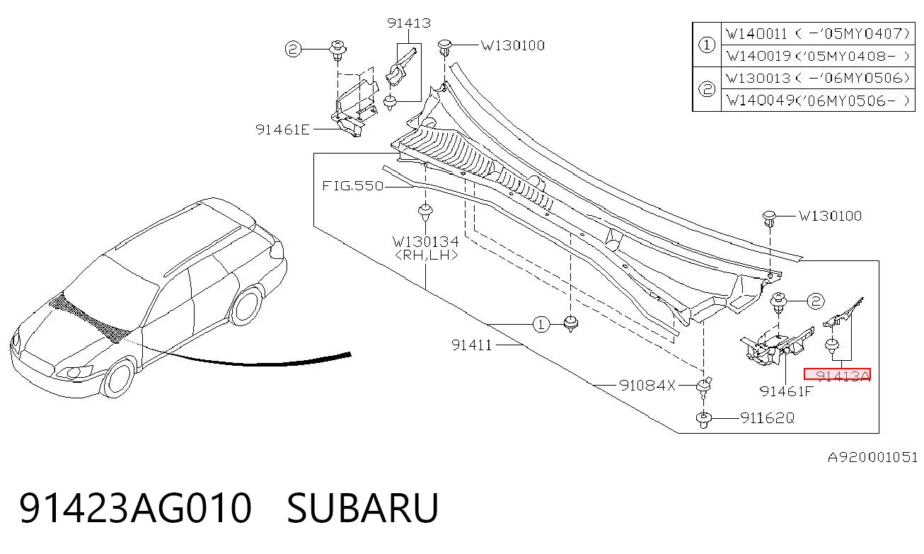 91423AG010 Subaru Заглушка кузова (підлоги)