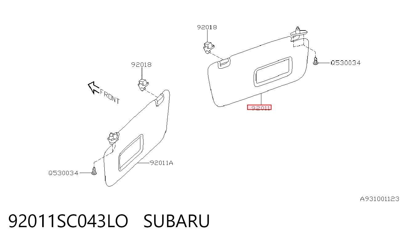 92011SC043LO Subaru Козирок протисонячний