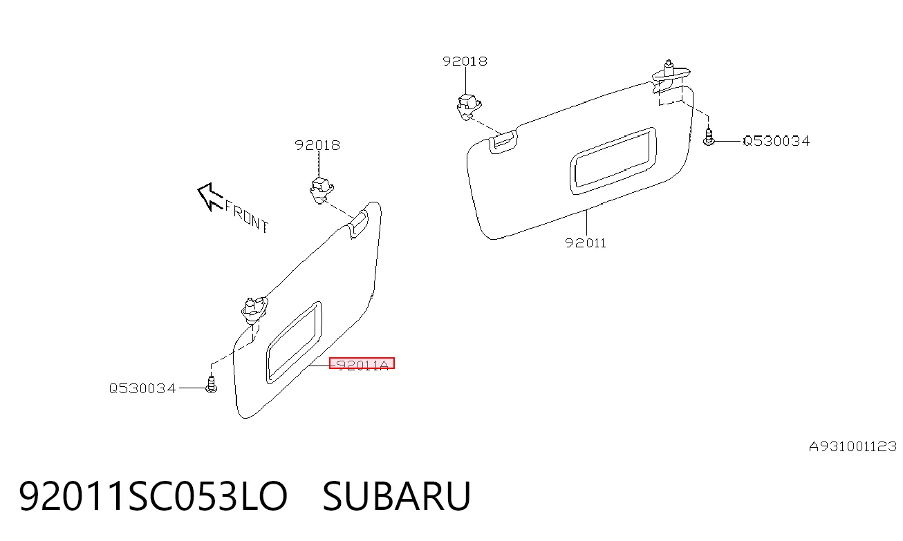 92011SC053LO Subaru Козирок протисонячний