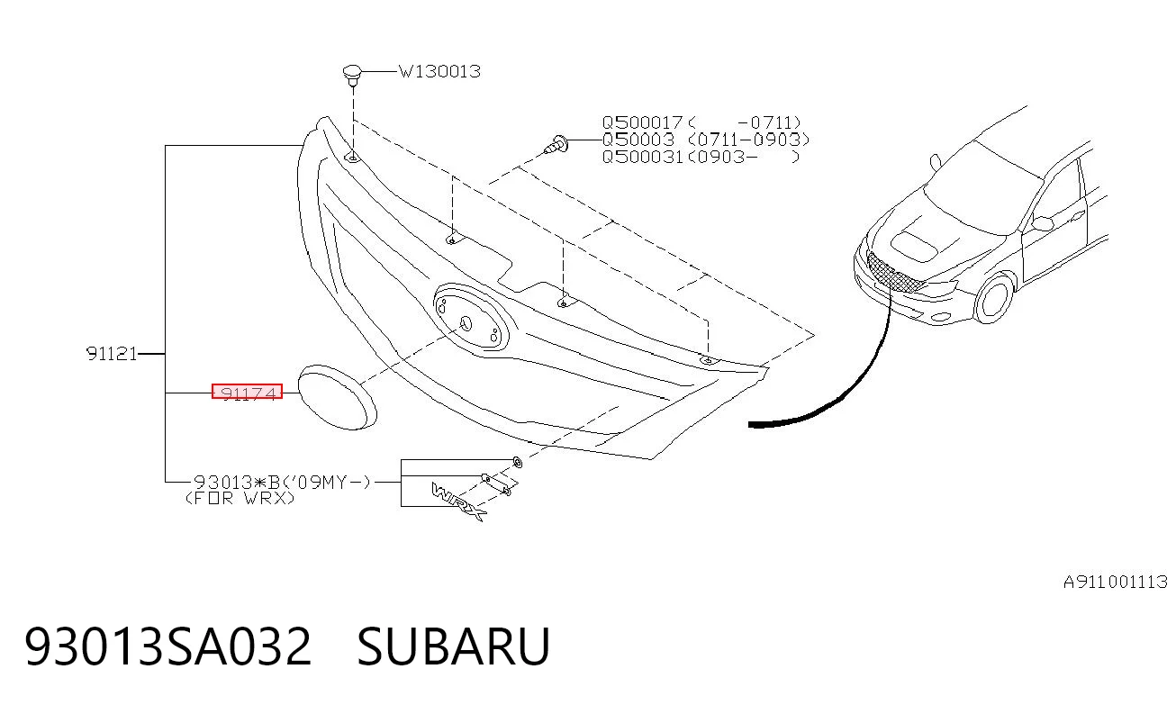 93013SA032 Subaru Емблема решітки радіатора