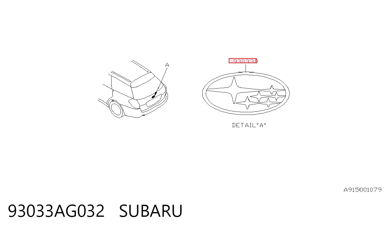 93033AG032 Subaru Емблема кришки багажника, фірмовий значок