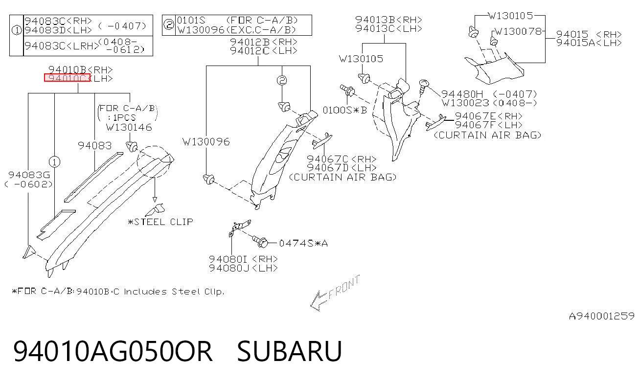 94010AG050OR Subaru 