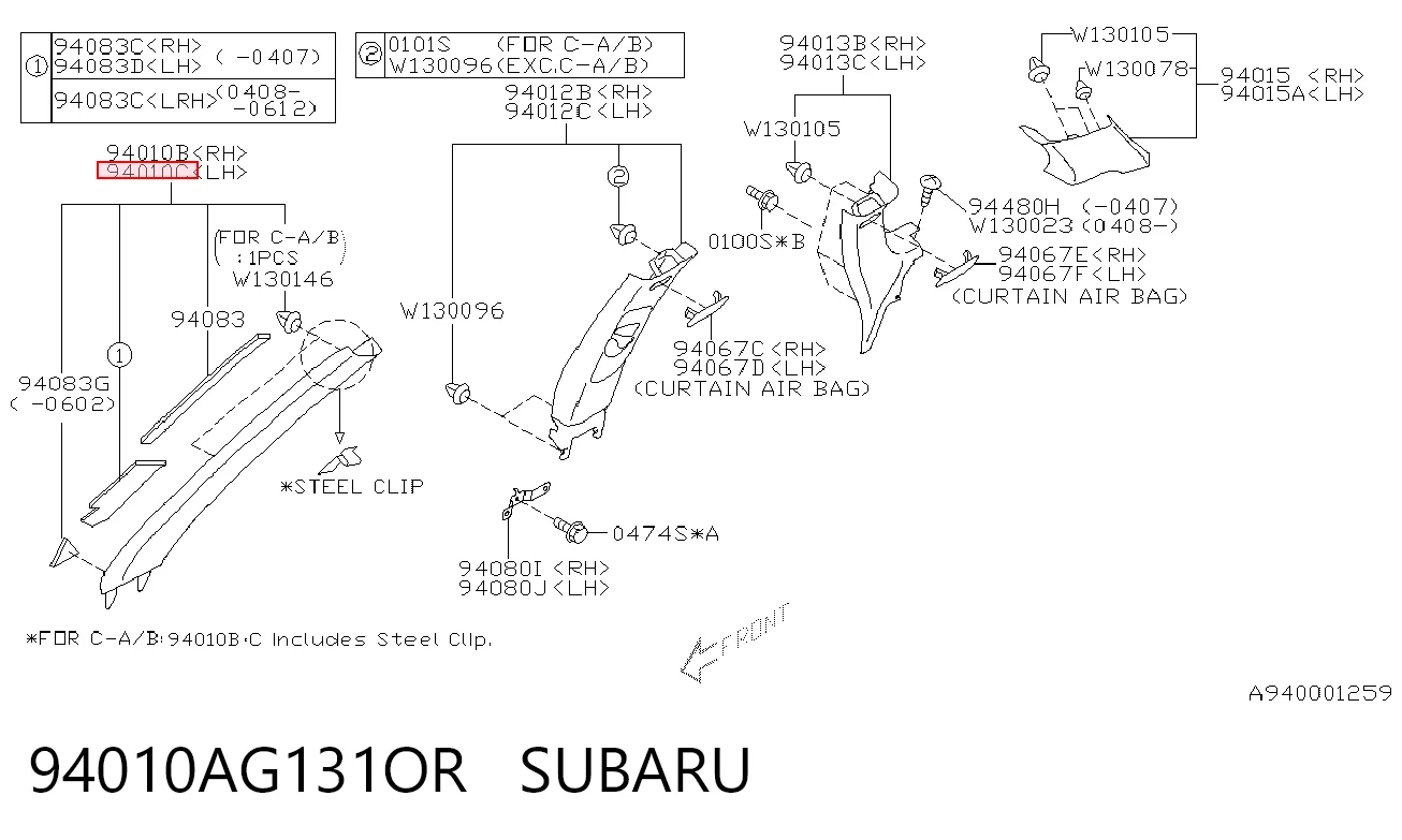 94010AG131OR Subaru 