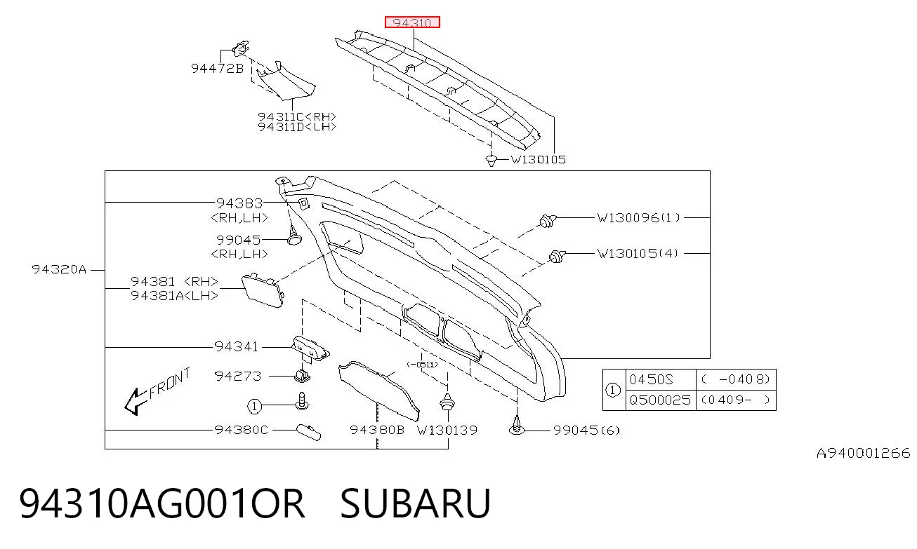 94310AG001OR Subaru 