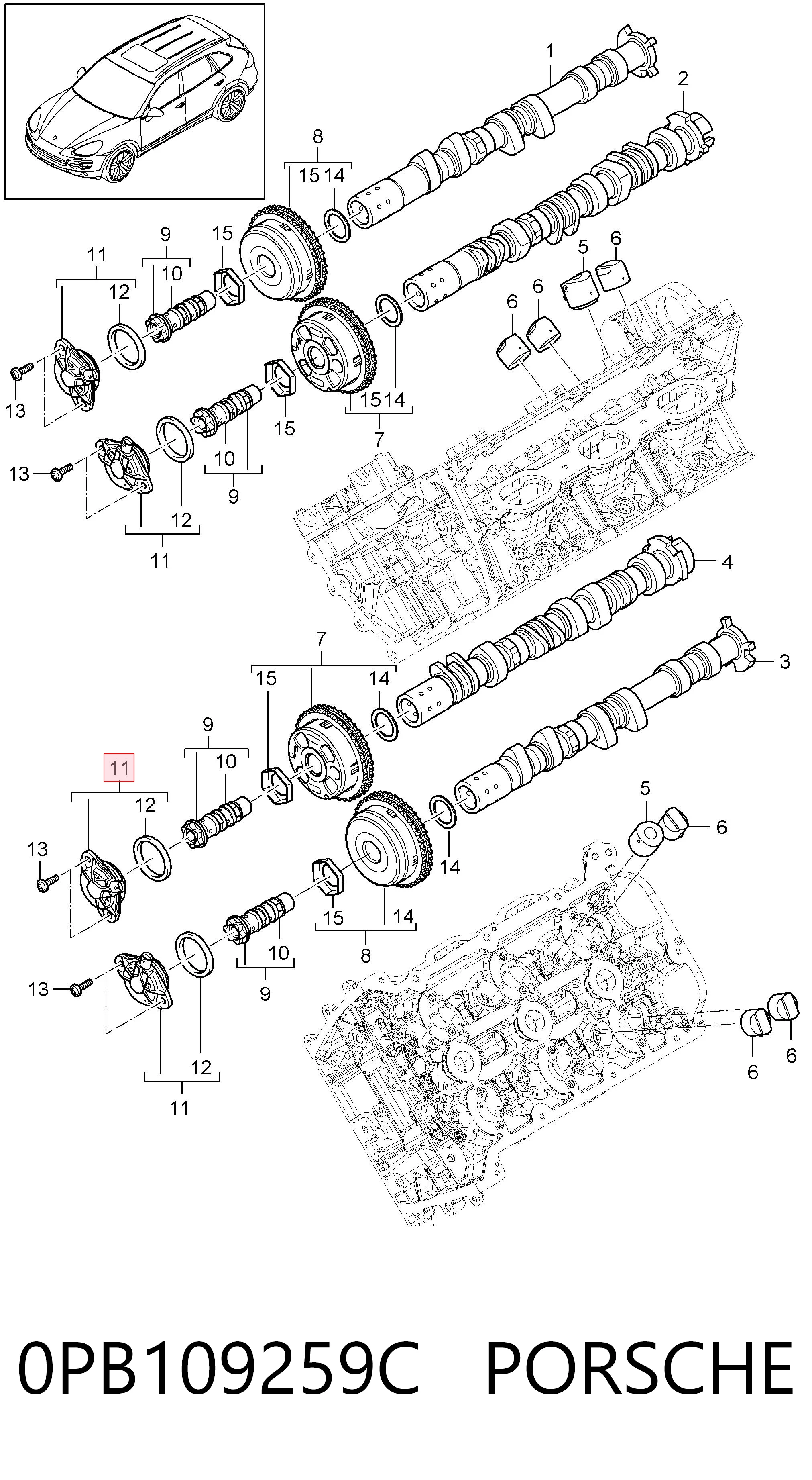 0PB109259C Porsche Клапан електромагнітний положення розподільного