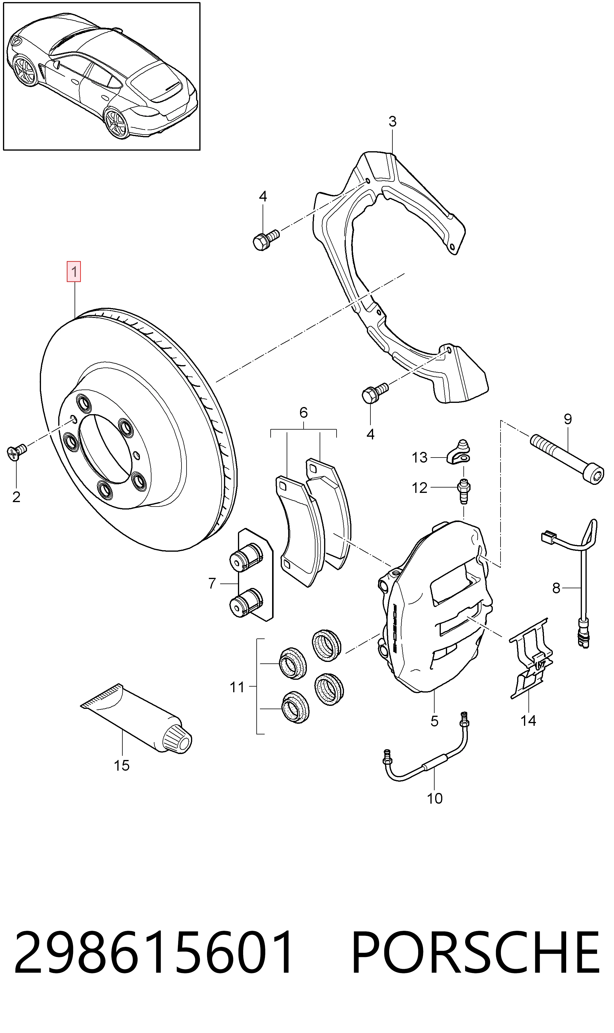 Задні дискові гальма Porsche 298615601 ціна, від 166.19 USD