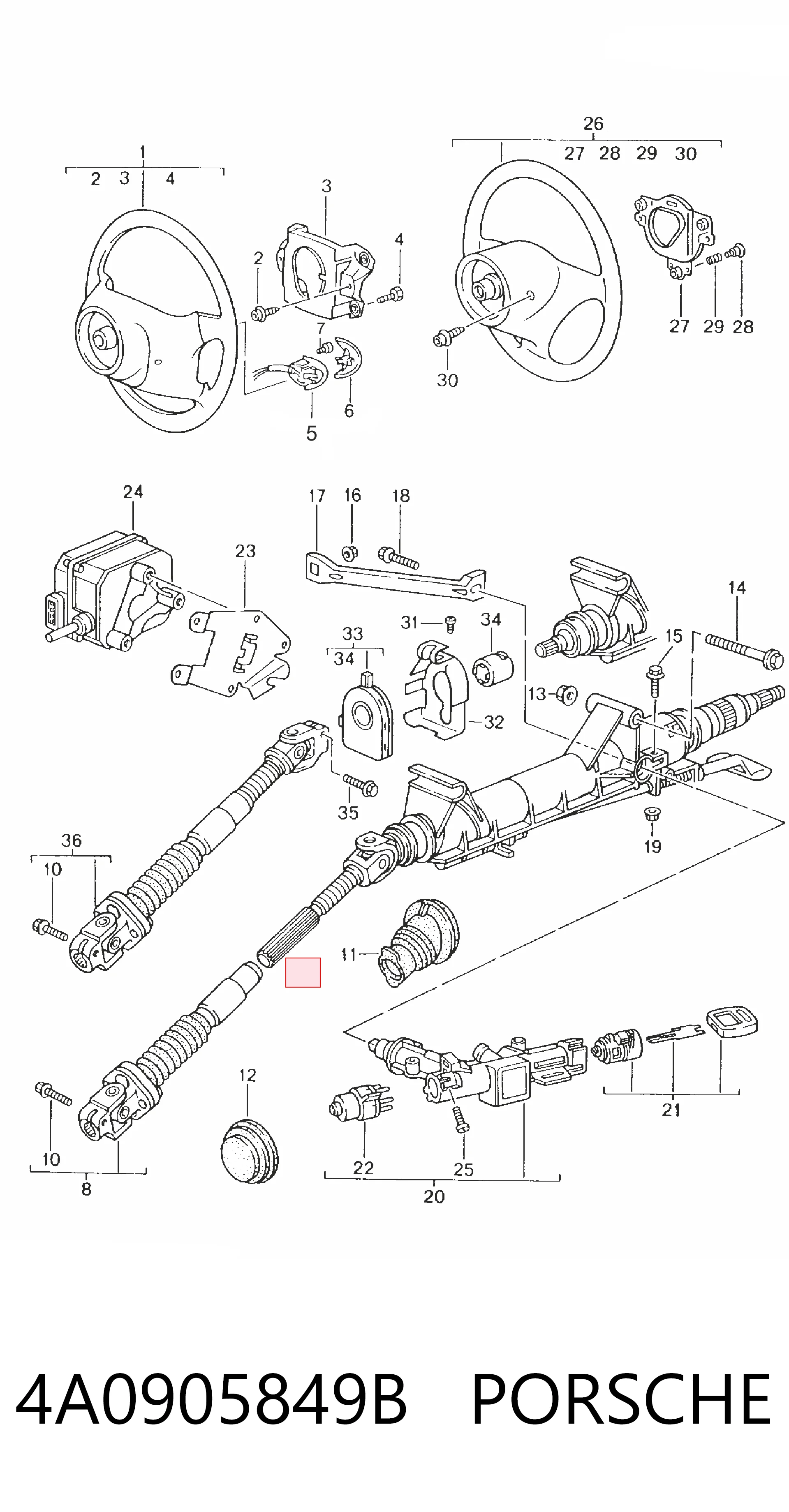 4A0905849B Porsche Кінцевий вимикач замку запалювання