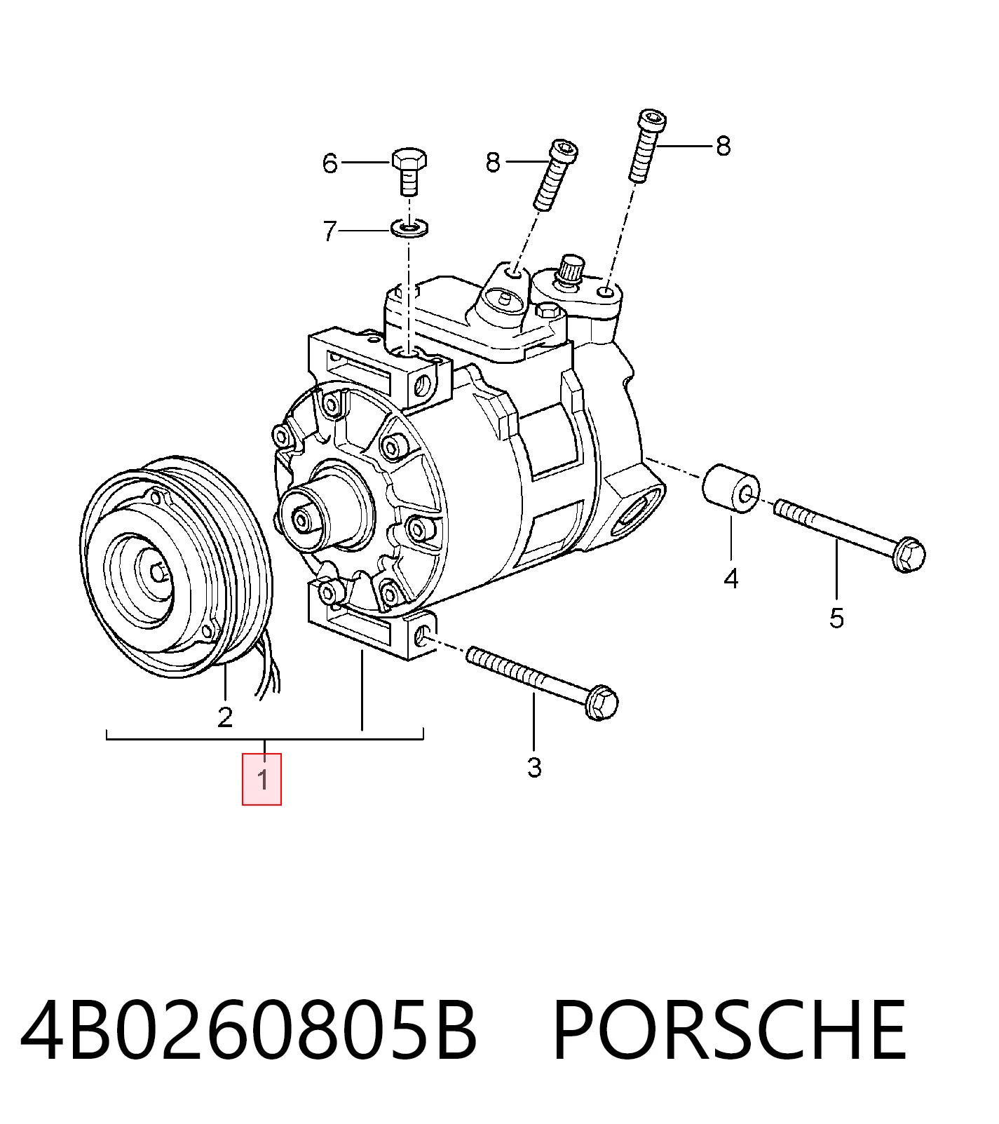 4B0260805B Porsche Компресор холодоагенту