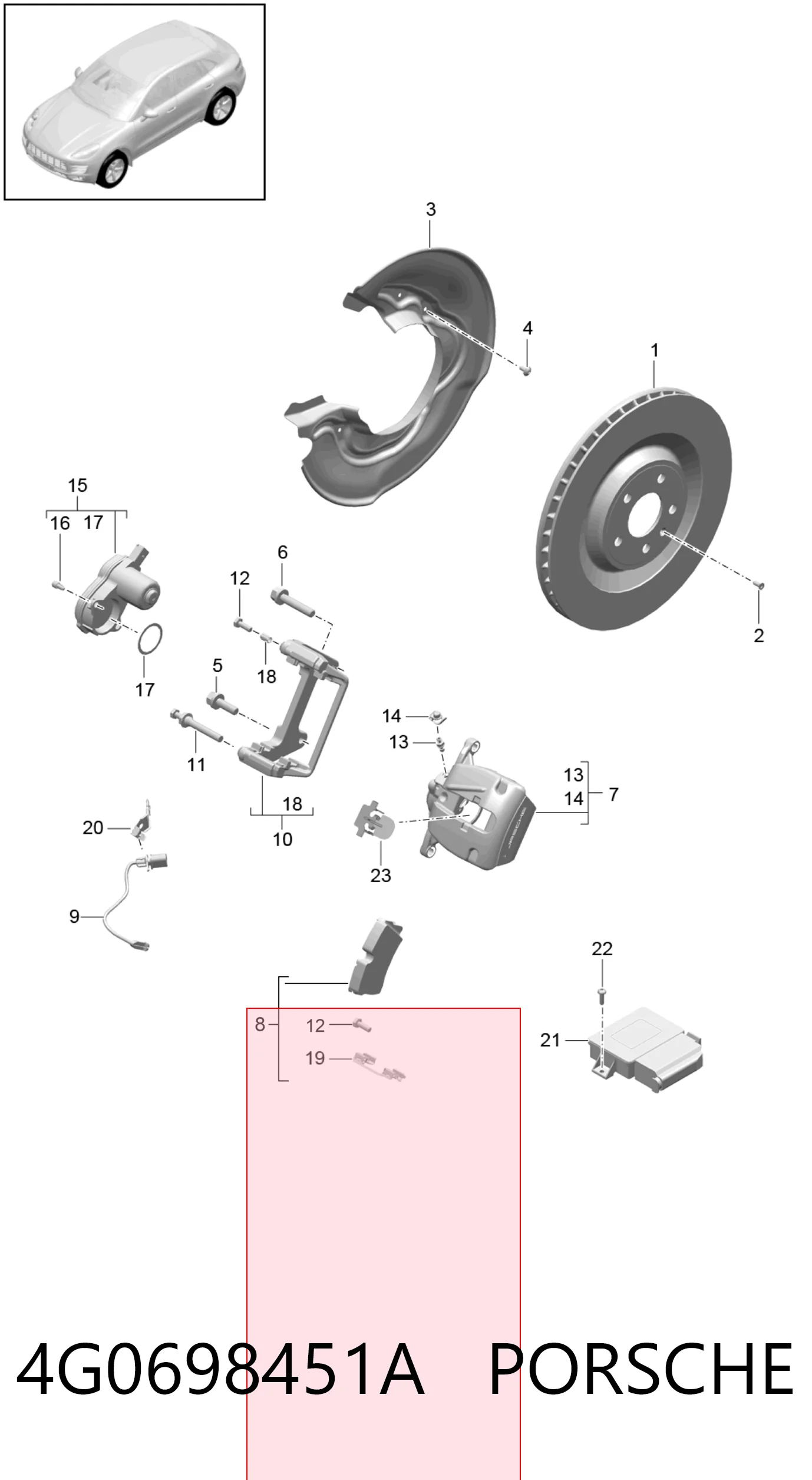4G0698451A Porsche Колодки гальмівні задні, дискові