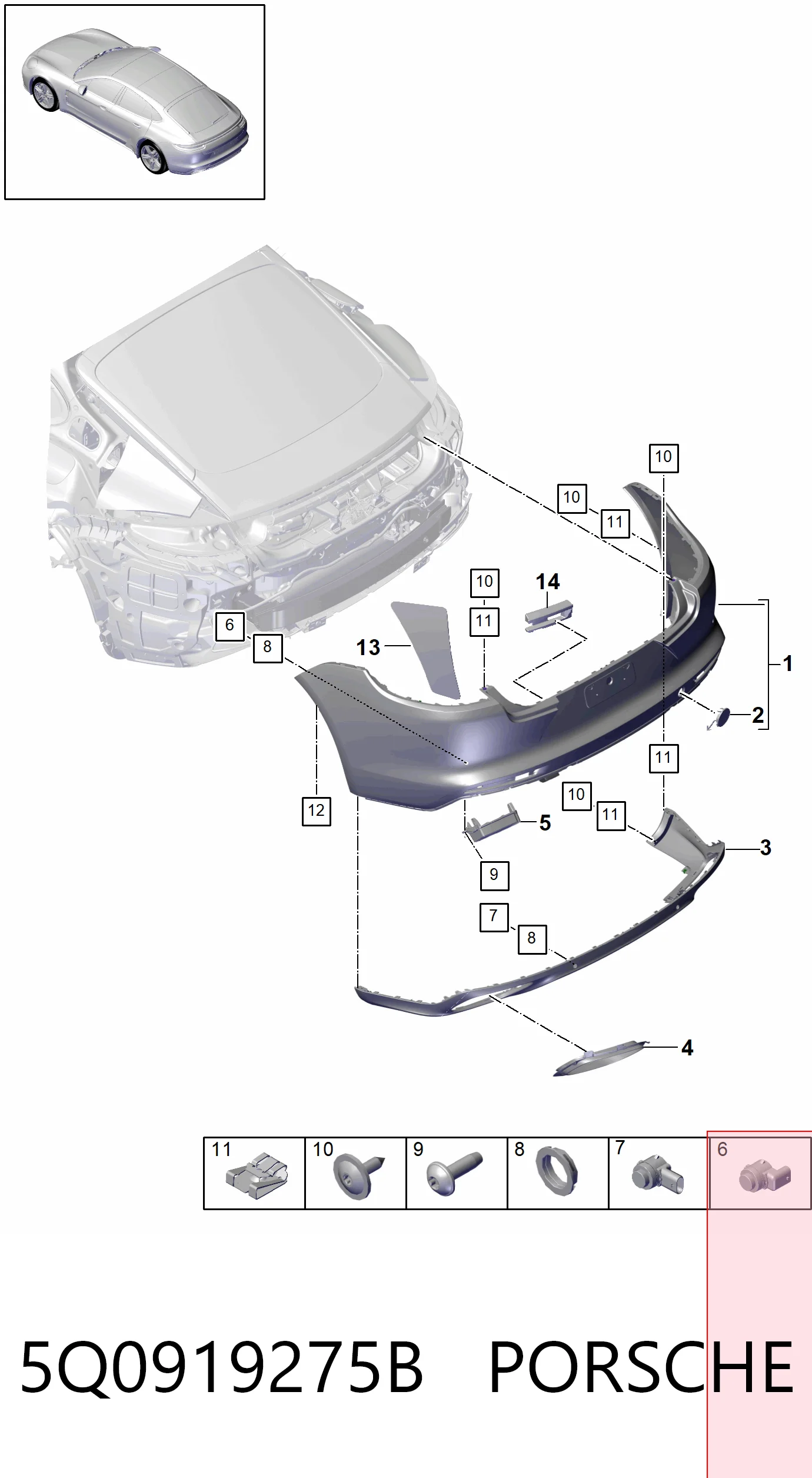 5Q0919275B Porsche Датчик сигналізації парковки (парктронік), задній