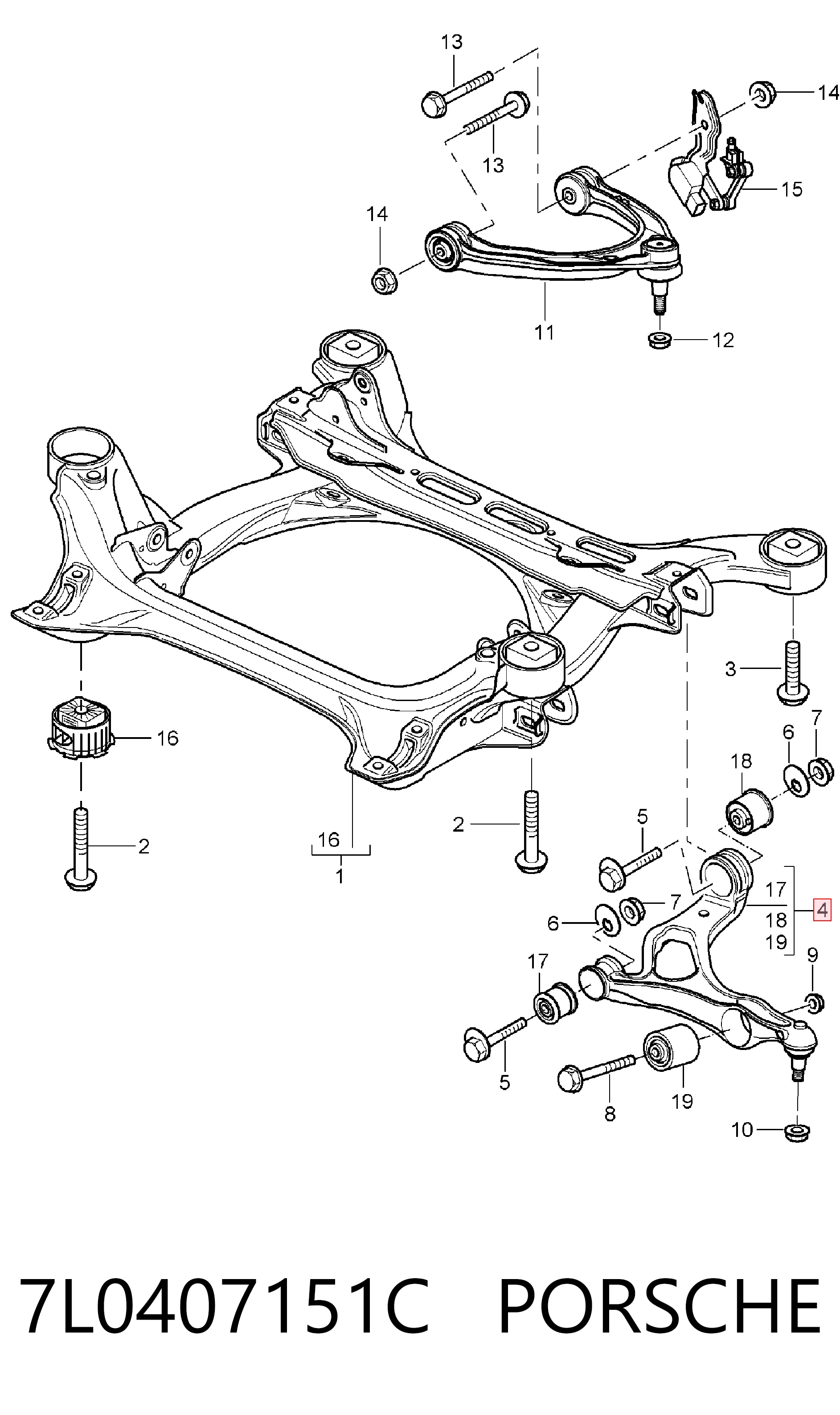 7L0407151C Porsche Поперечний важіль
