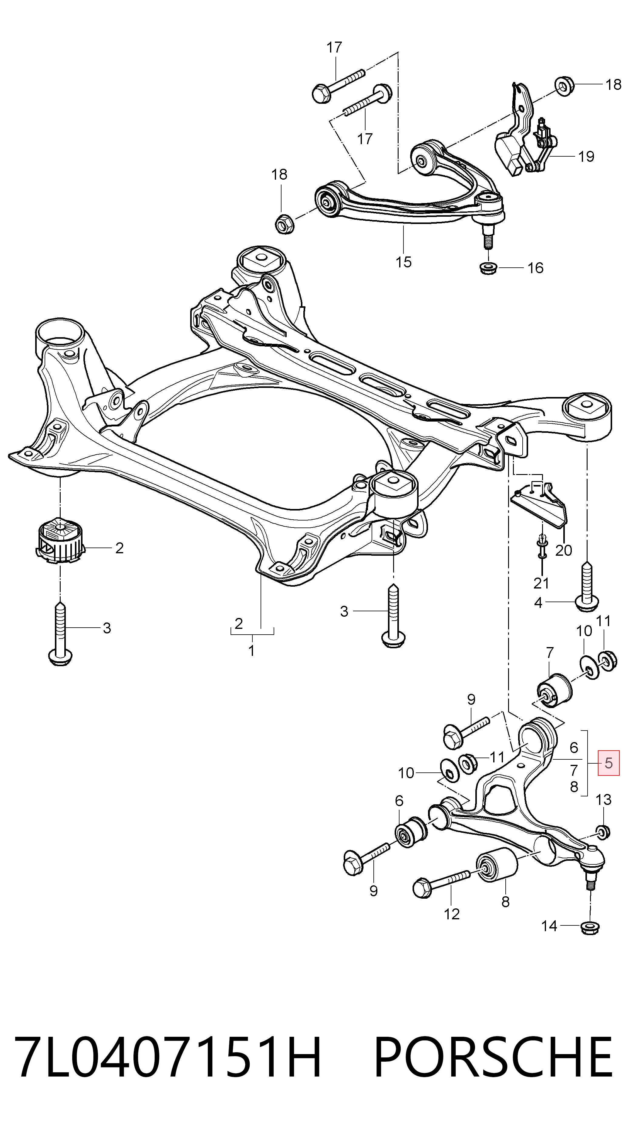 7L0407151H Porsche Поперечний важіль