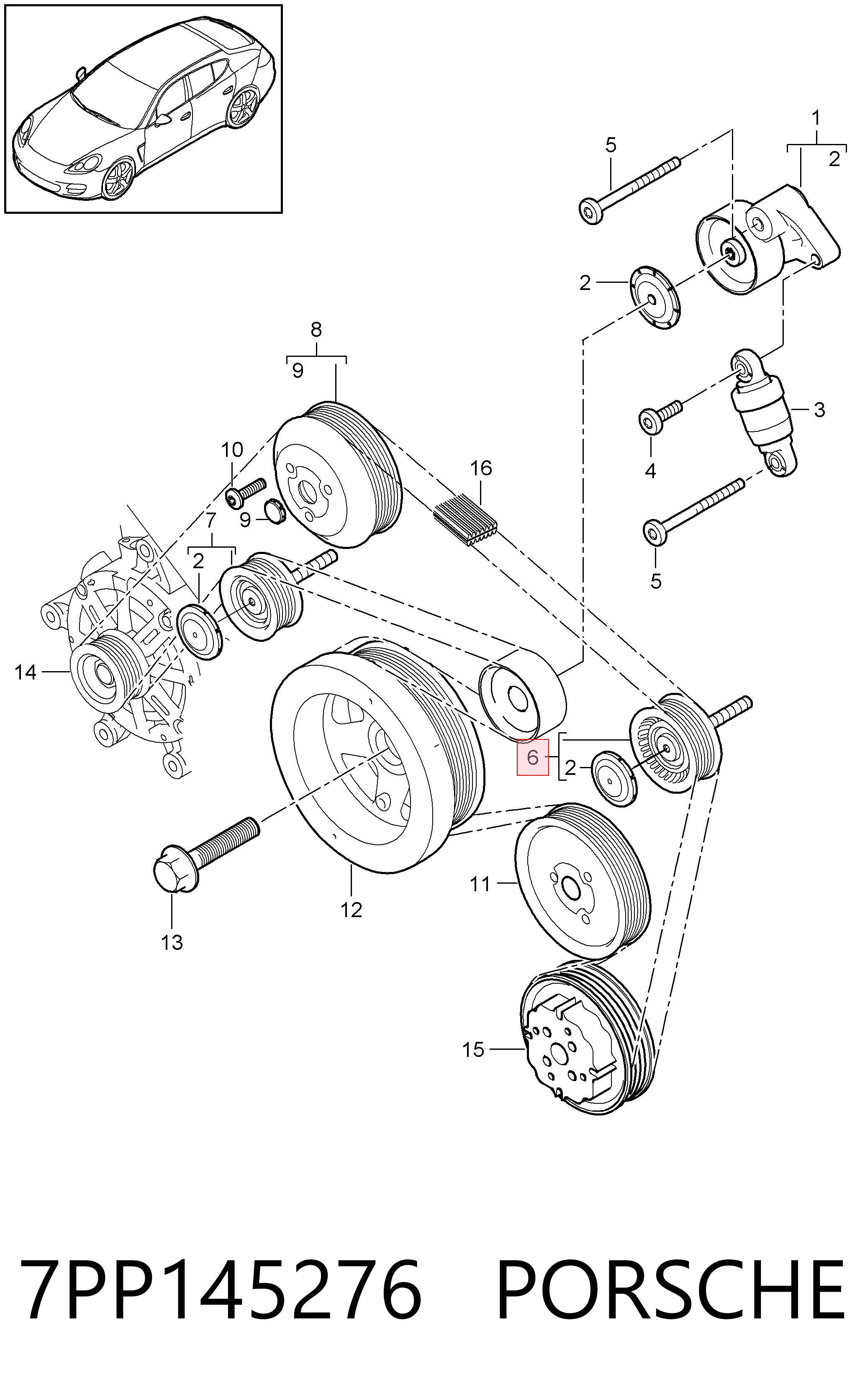 7PP145276 Porsche Ролик приводного ременя, паразитний
