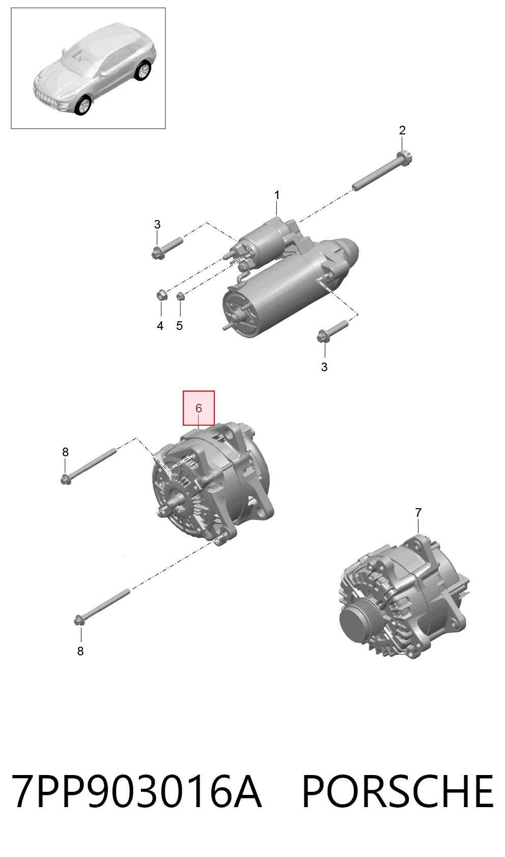 7PP903016A Porsche Авто генератор