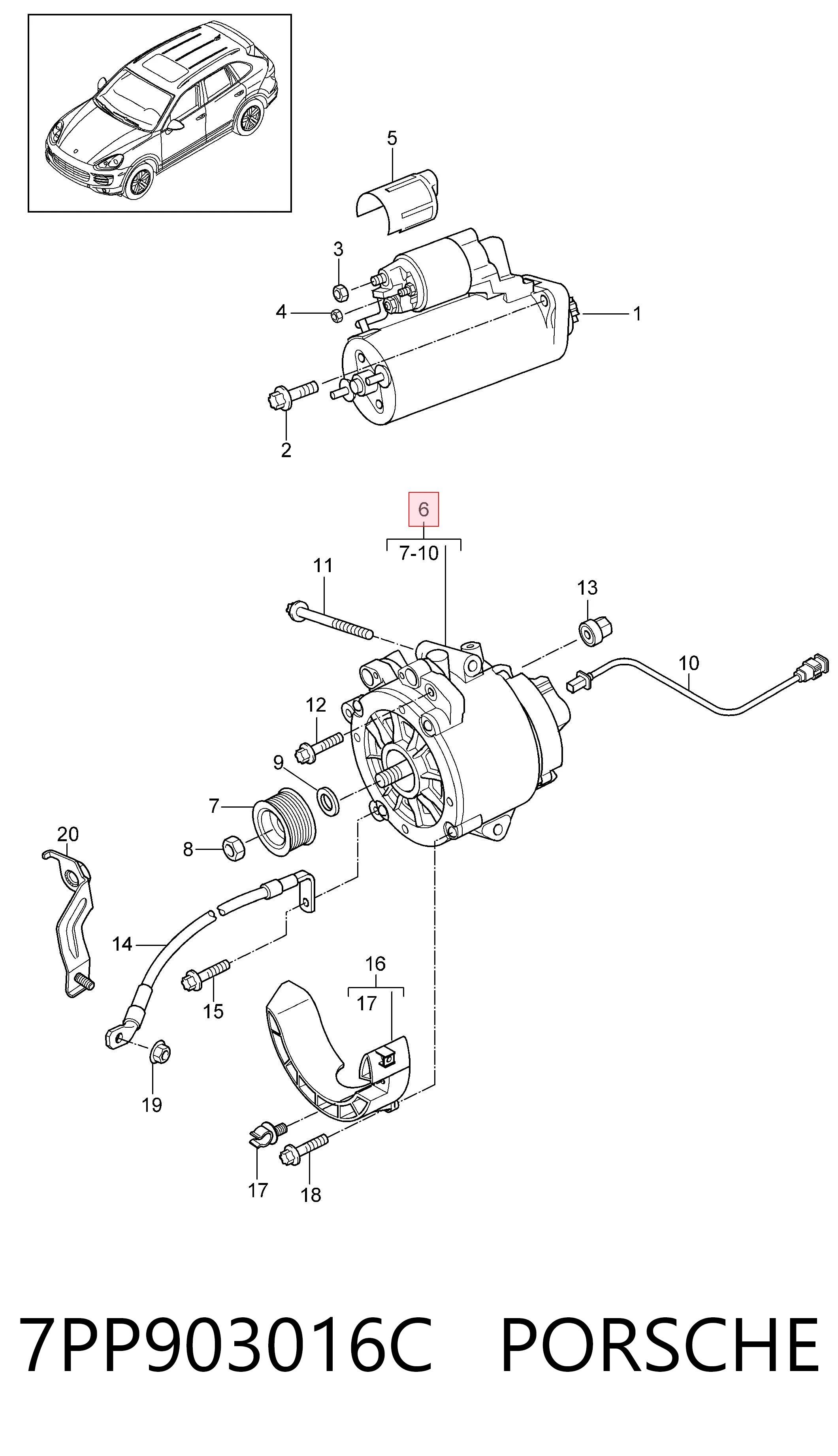 7PP903016C Porsche Авто генератор