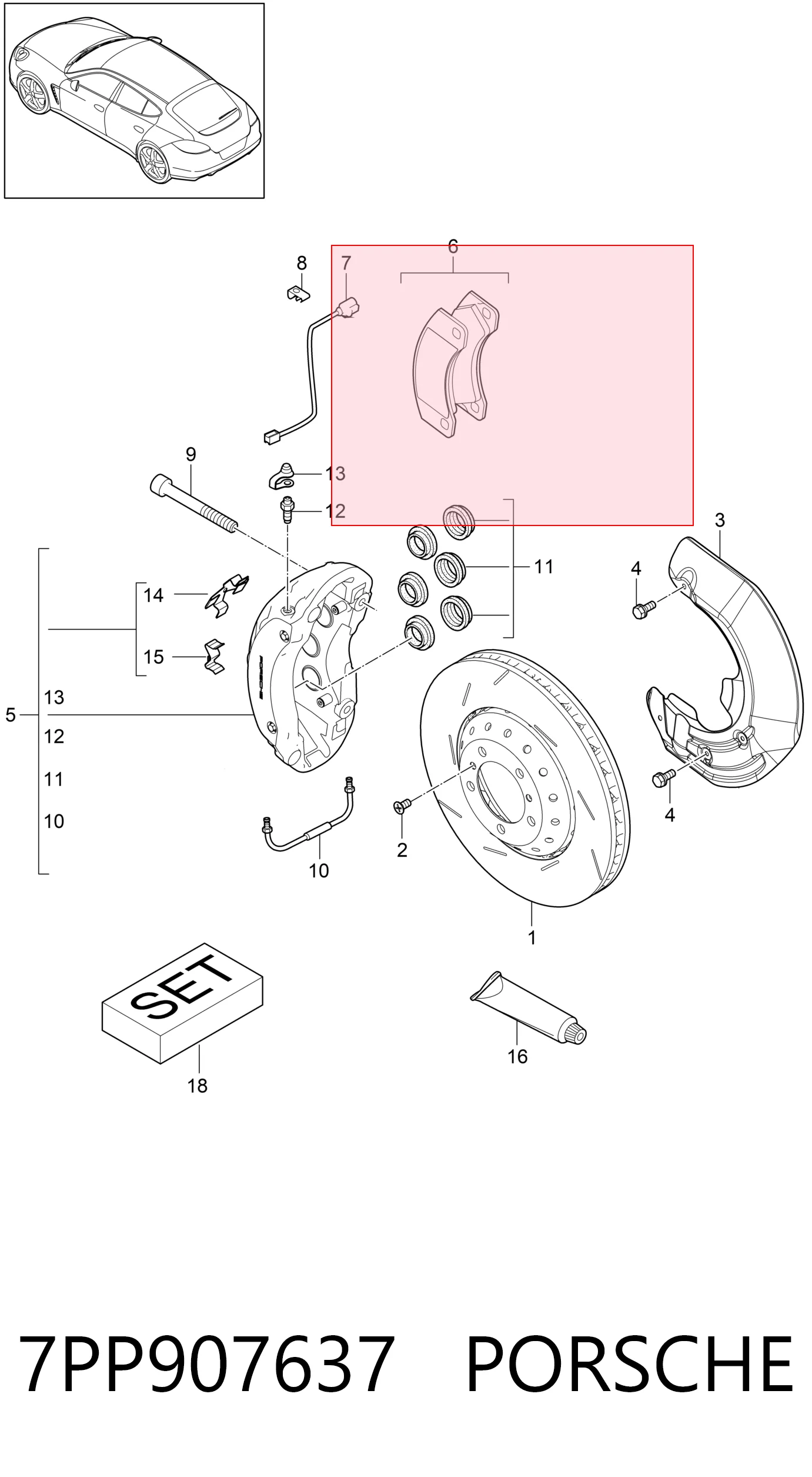 7PP907637 Porsche Сенсор зносу