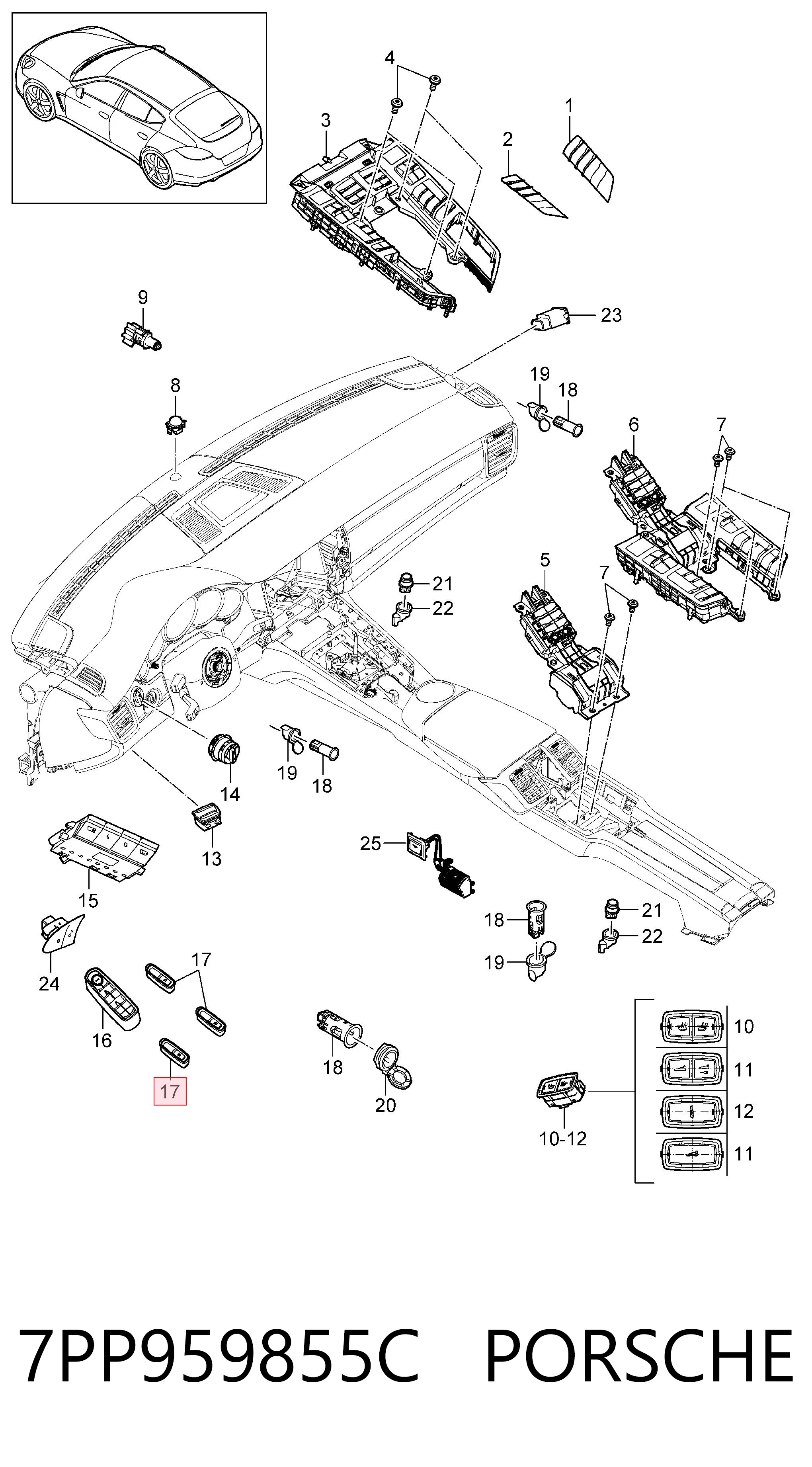 7PP959855C Porsche Кнопка підйомника переднього правого скла