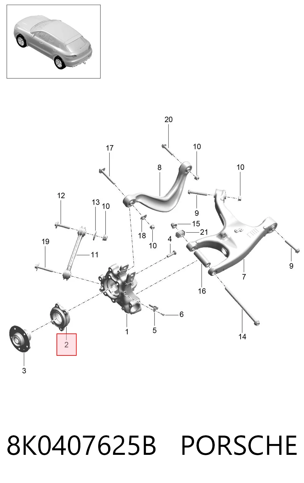 8K0407625B Porsche Підшипник маточини передньої/задньої