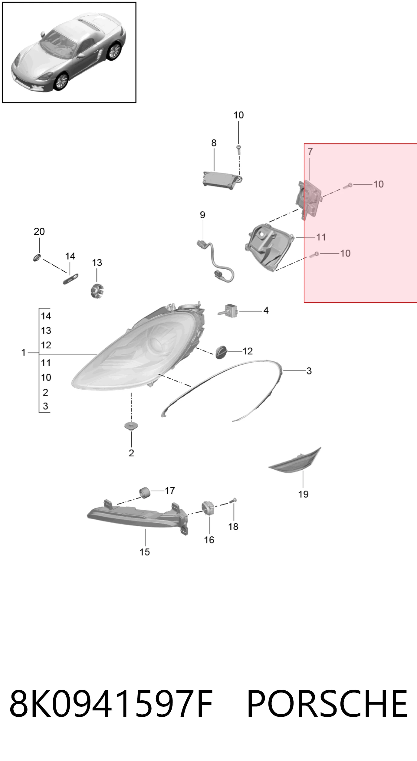 8K0941597F Porsche Модуль керування (ЕБК) адаптивного освітлення