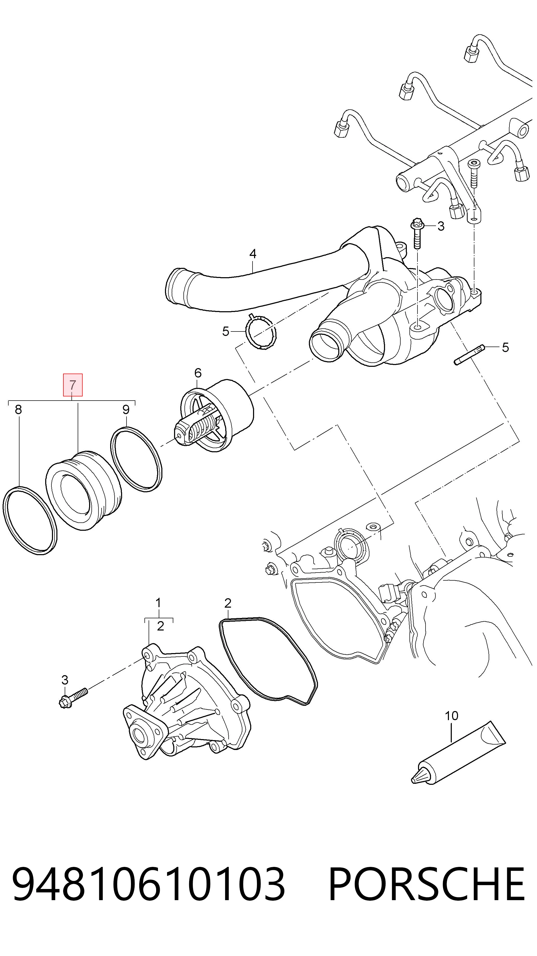 94810610103 Porsche Кришка корпусу термостата