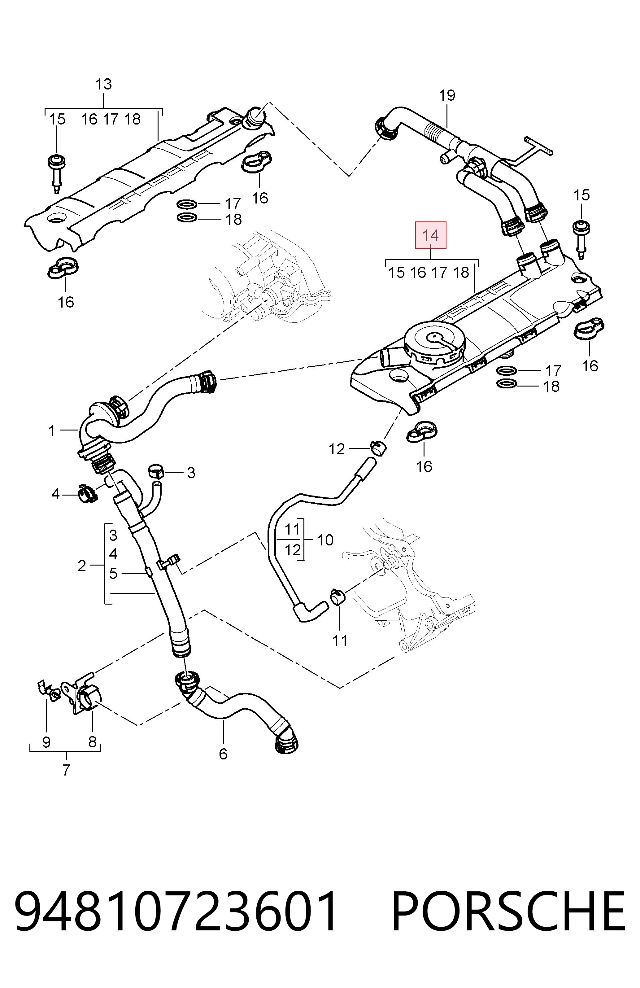 94810723601 Porsche Клапан PCV (вентиляції картерних газів)