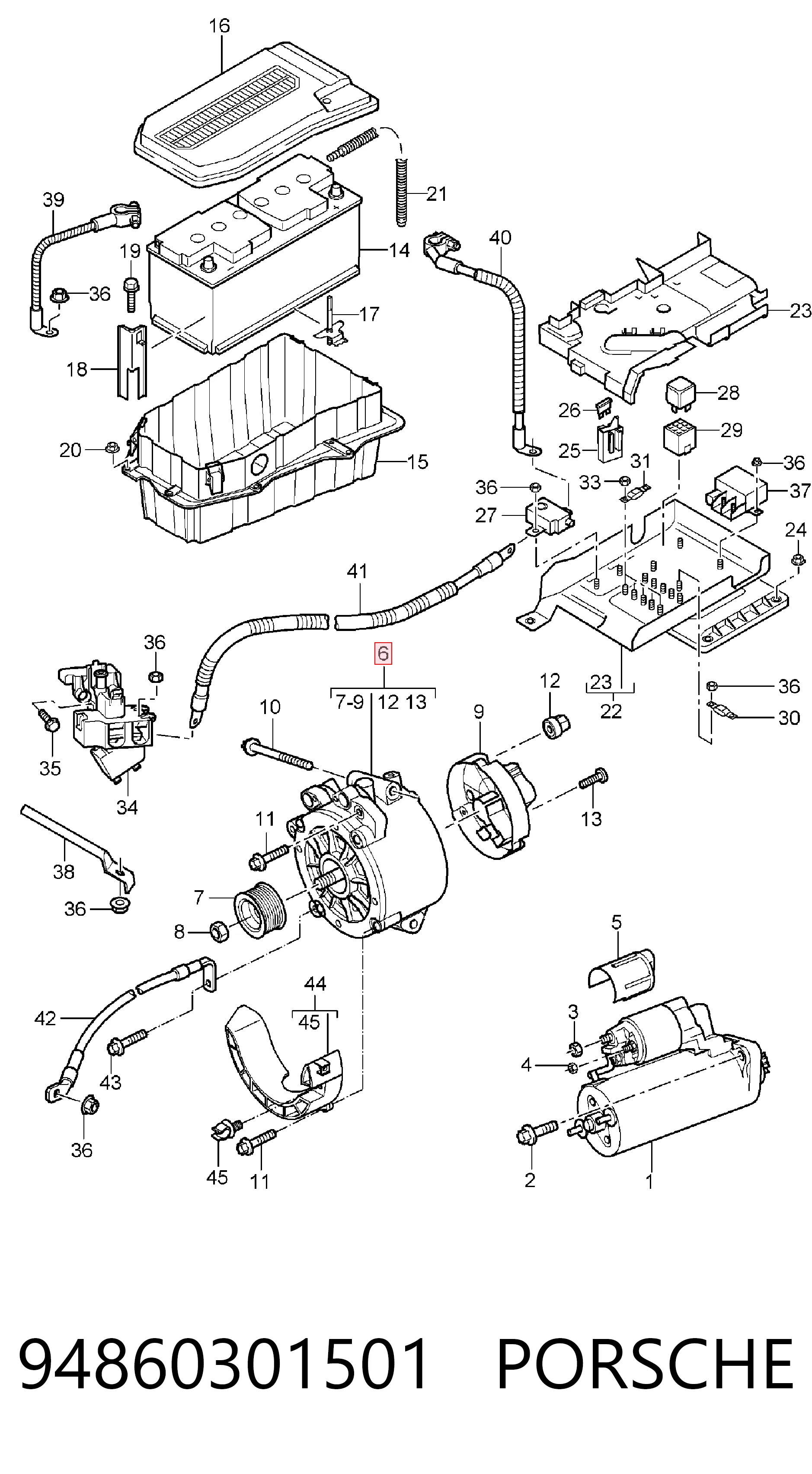 94860301501 Porsche Авто генератор