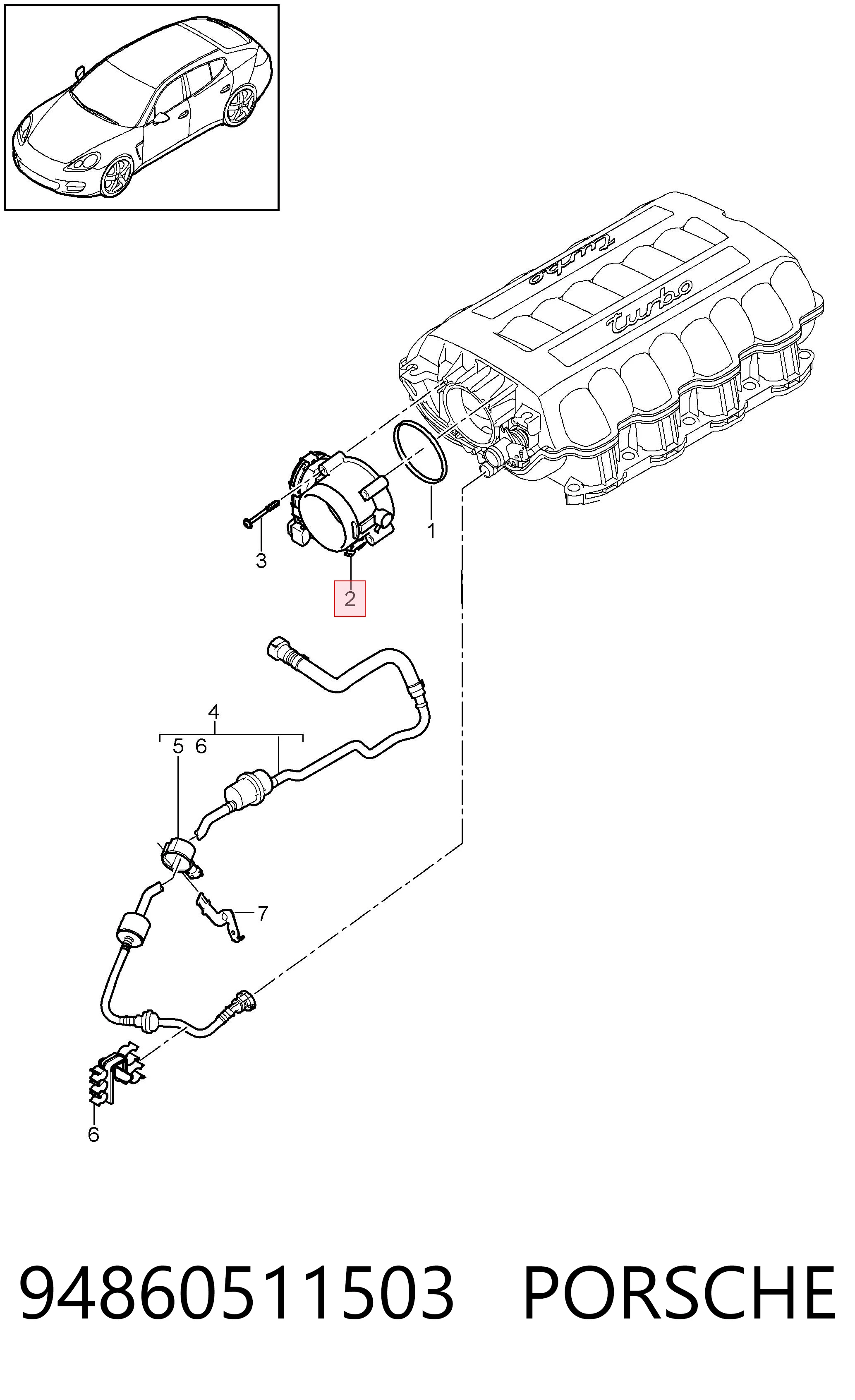 94860511503 Porsche Дросільна заслінка в зборі