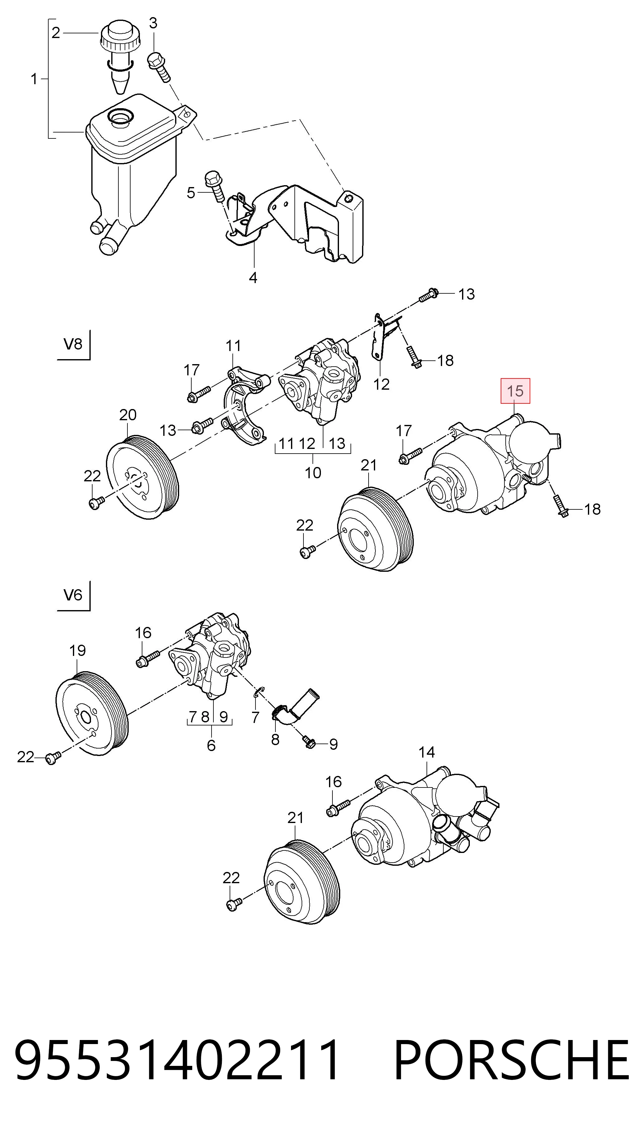 95531402211 Porsche Насос гідропідсилювача