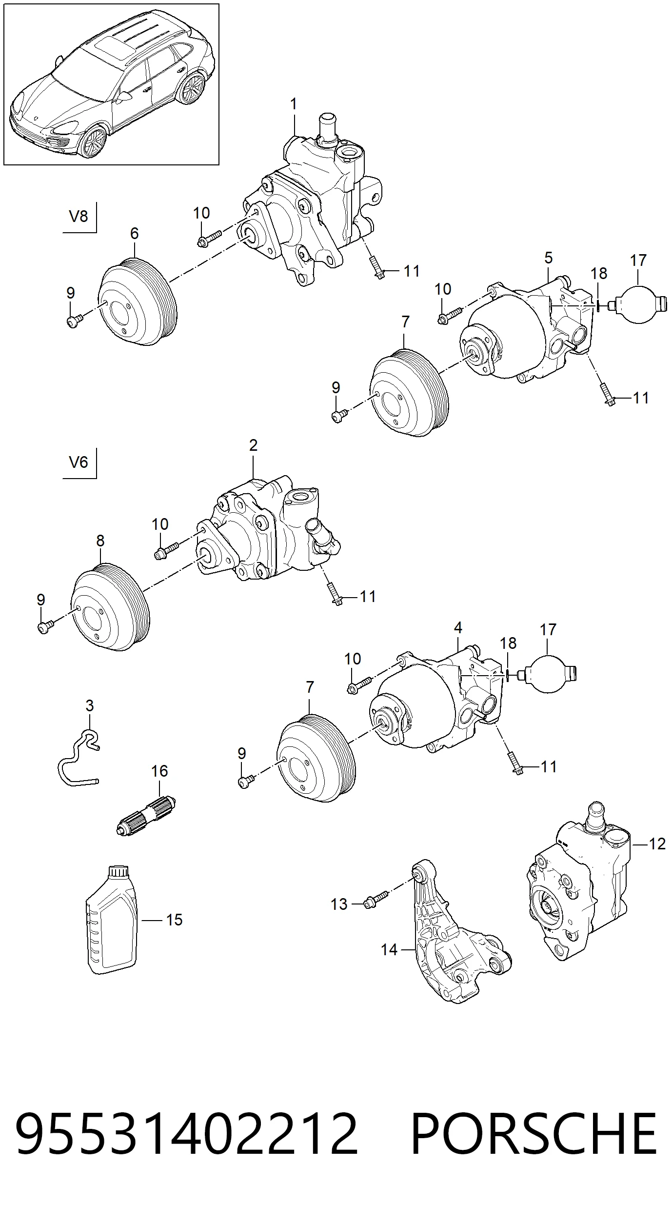 Насос ГПК Porsche 95531402212 ціна, від 1651.74 USD