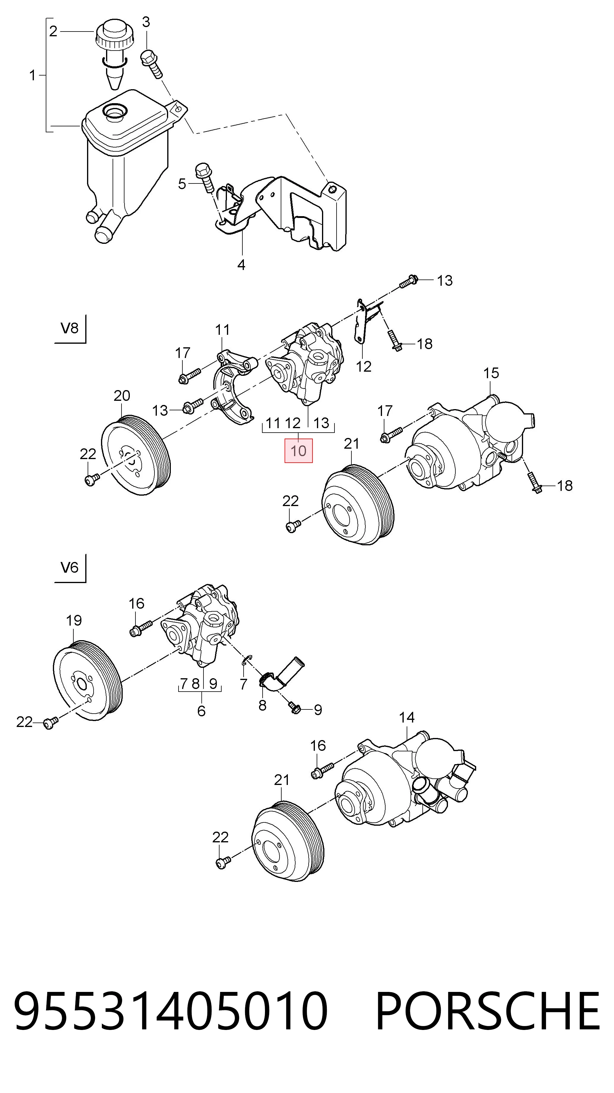 95531405010 Porsche Насос гідропідсилювача