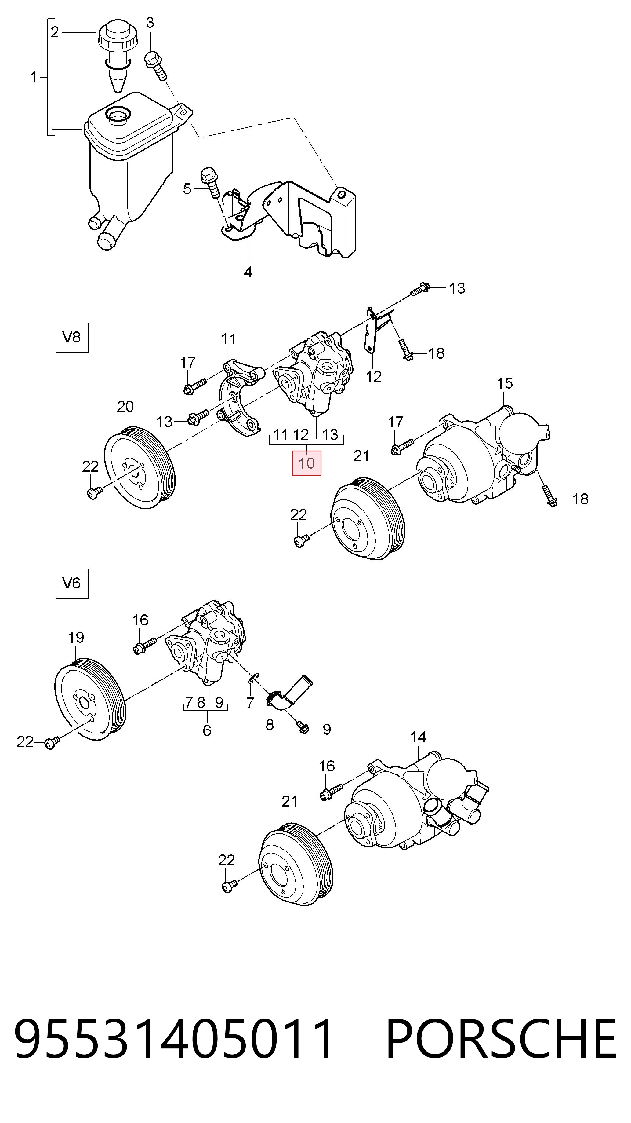 95531405011 Porsche Насос гідропідсилювача