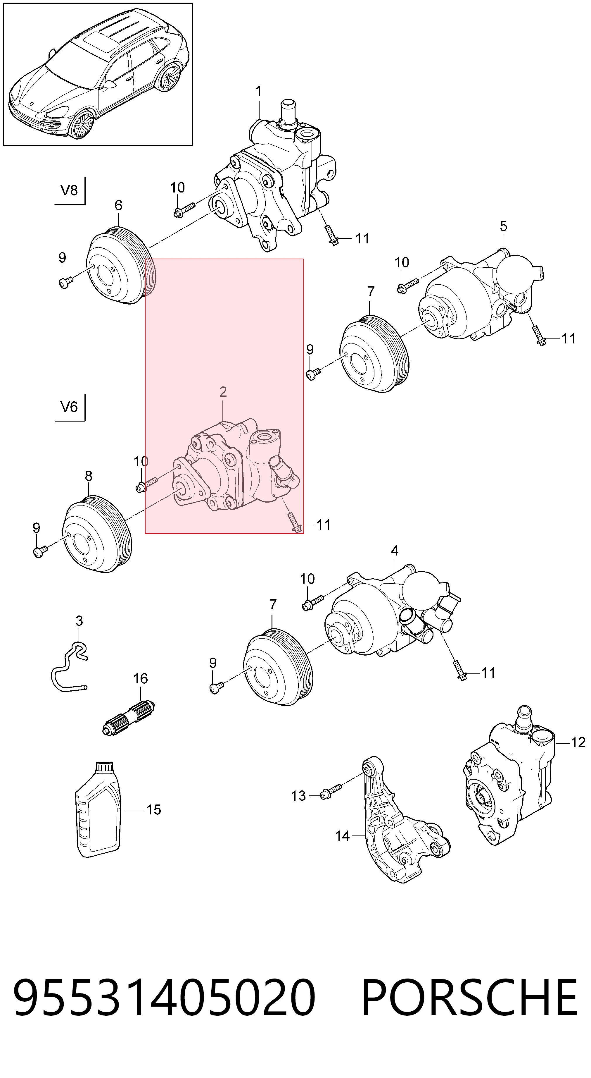 95531405020 Porsche Насос гідропідсилювача