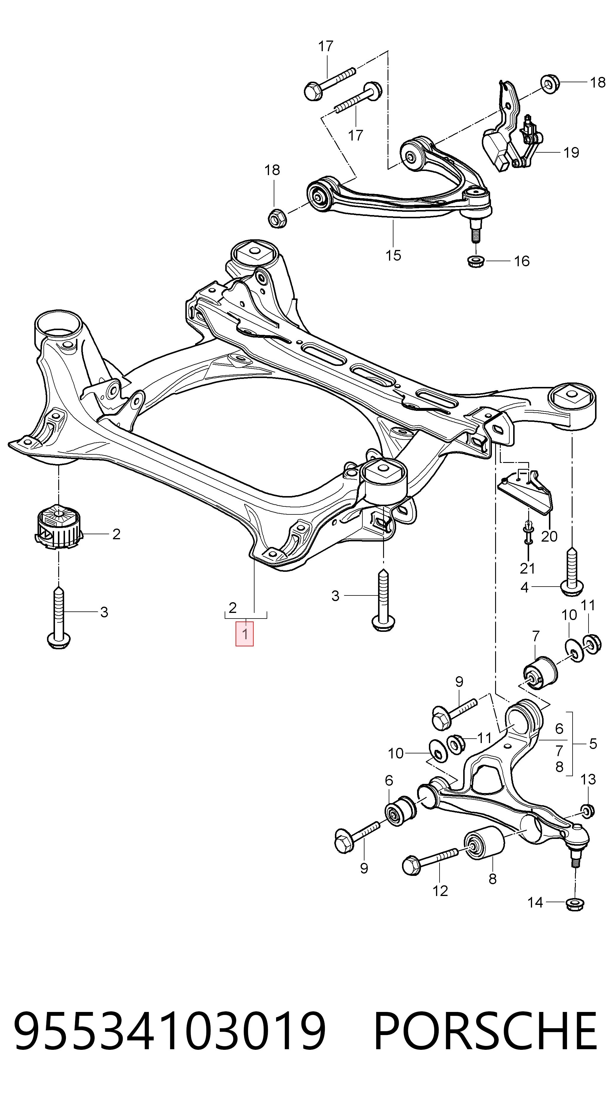 Передня балка на Porsche Cayenne  955