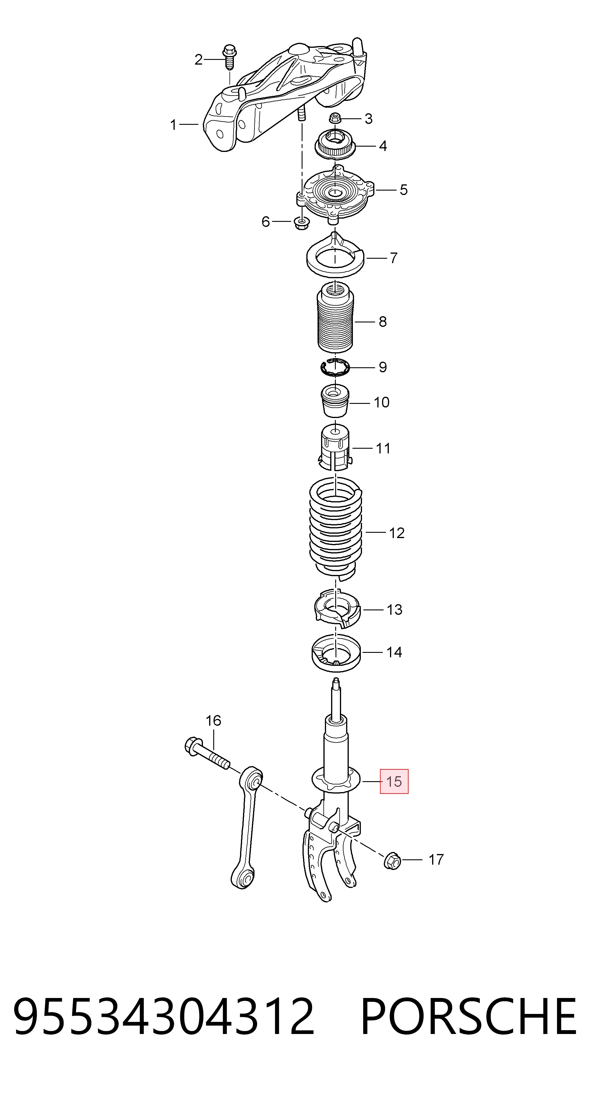 Амортизатор передньої підвіски, лівий VAG 95534304312 ціна, від 67.72 USD