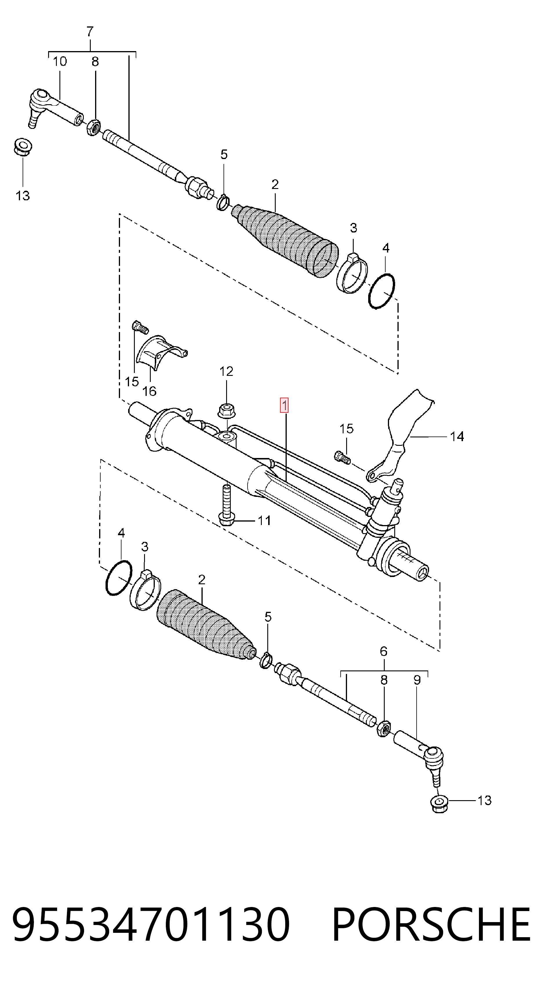 95534701130 Porsche Рейковий рульовий механізм